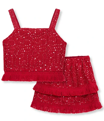 Habitual Big Girls 7-16 Sleeveless Sequin-Embellished Tank Top & Matching Skirt Set