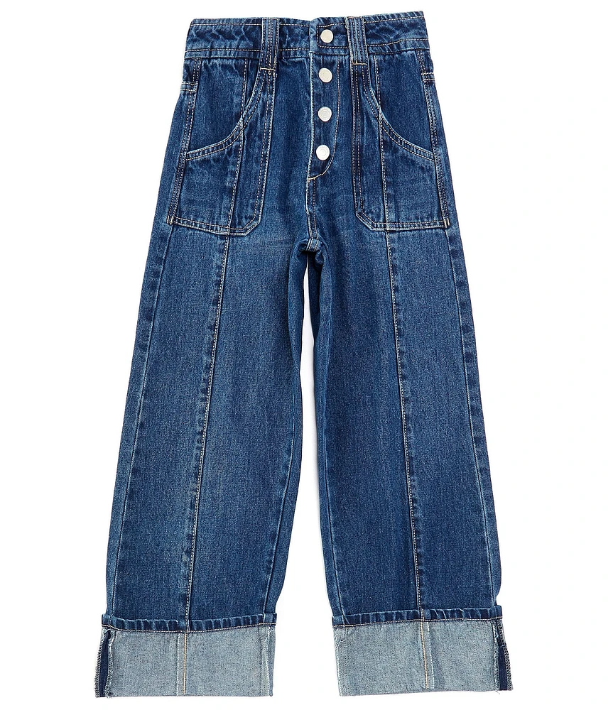 Habitual Big Girls 7-16 Wide Leg Cuffed Jeans