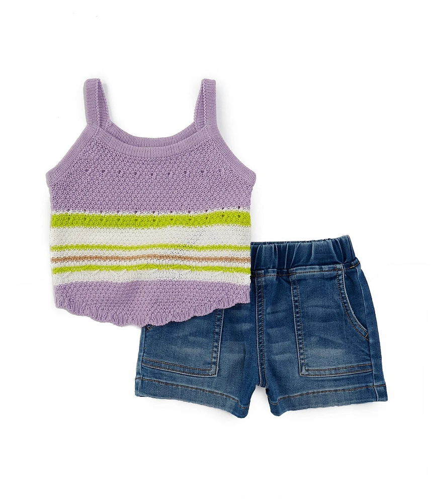 Habitual Little Girls 2T-6 Crochet Tank and Short Set