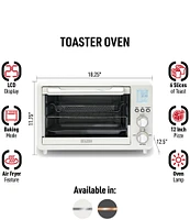 Haden 25 Liter 6-Slice Toaster Oven with Easy Reach Roll-Top Door, Air Fry, Bake, Broil, Toast Functions