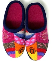 HAFLINGER Calypso Patchwork Wool Mule Slippers