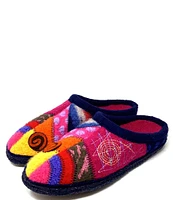 HAFLINGER Calypso Patchwork Wool Mule Slippers