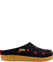 HAFLINGER Cuoricini Heart Embroidered Wool Felt Clogs