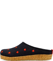 HAFLINGER Cuoricini Heart Embroidered Wool Felt Clogs