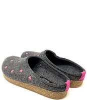 HAFLINGER Cuoricini Heart Embroidered Wool Felt Clogs