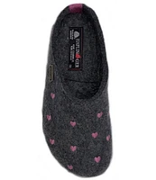 HAFLINGER Cuoricini Heart Embroidered Wool Felt Clogs