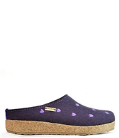 HAFLINGER Cuoricini Heart Embroidered Wool Felt Clogs