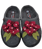 HAFLINGER Hortensia Appliqued Flower Wool Slippers