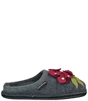 HAFLINGER Hortensia Appliqued Flower Wool Slippers