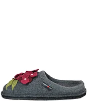 HAFLINGER Hortensia Appliqued Flower Wool Slippers