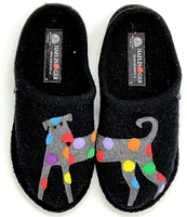 HAFLINGER Jack Dog Appliqued Wool Mule Slippers