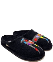 HAFLINGER Jack Dog Appliqued Wool Mule Slippers