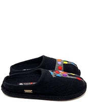 HAFLINGER Jack Dog Appliqued Wool Mule Slippers