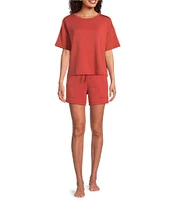 Half Moon by Modern Movement Short Sleeve Crew Neck Knit Coordinating Lounge Top