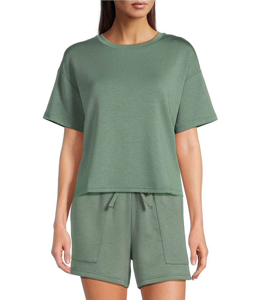 Half Moon by Modern Movement Short Sleeve Crew Neck Knit Coordinating Lounge Top