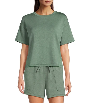 Half Moon by Modern Movement Short Sleeve Crew Neck Knit Coordinating Lounge Top