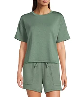 Half Moon by Modern Movement Short Sleeve Crew Neck Knit Coordinating Lounge Top
