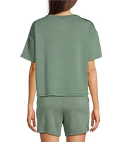 Half Moon by Modern Movement Short Sleeve Crew Neck Knit Coordinating Lounge Top