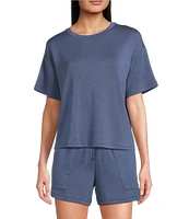 Half Moon by Modern Movement Short Sleeve Crew Neck Knit Coordinating Lounge Top