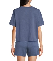 Half Moon by Modern Movement Short Sleeve Crew Neck Knit Coordinating Lounge Top