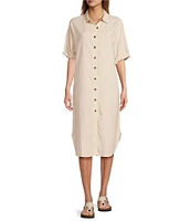 Half Moon by Modern Movement Short Sleeve Notch Collar Woven Button-Front Caftan