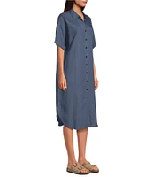 Half Moon by Modern Movement Short Sleeve Notch Collar Woven Button-Front Caftan