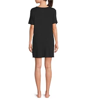 Half Moon by Modern Movement Solid Short Sleeve Round Neck Knit Lounge Dress