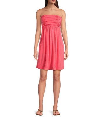 Half Moon by Modern Movement Solid Strapless Knit Tunic