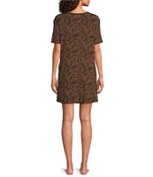 Half Moon by Modern Movement Zebra Print Short Sleeve Round Neck Knit Lounge Dress