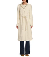 Halston Boucle Collared Single Breasted Coat