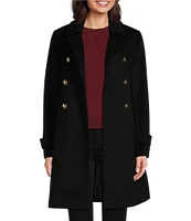 Halston Club Collar Double Breasted Wool Blend Walker Coat