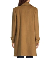 Halston Club Collar Double Breasted Wool Blend Walker Coat