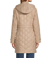 Halston Quilted Stand Collar Snap Front Coat