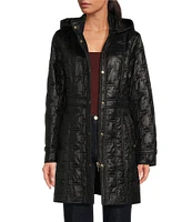 Halston Quilted Stand Collar Snap Front Coat