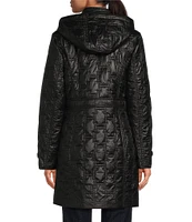 Halston Quilted Stand Collar Snap Front Coat