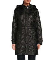 Halston Quilted Stand Collar Snap Front Coat