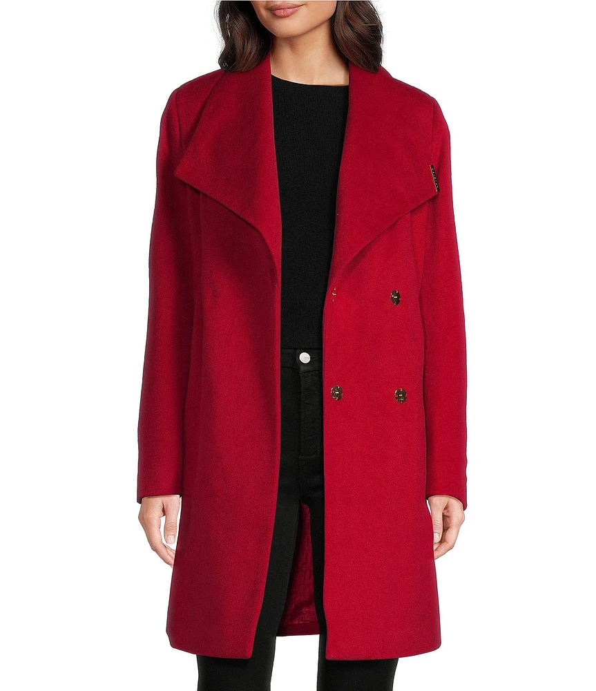 Halston Shawl Double Breasted Wrap Walker Coat