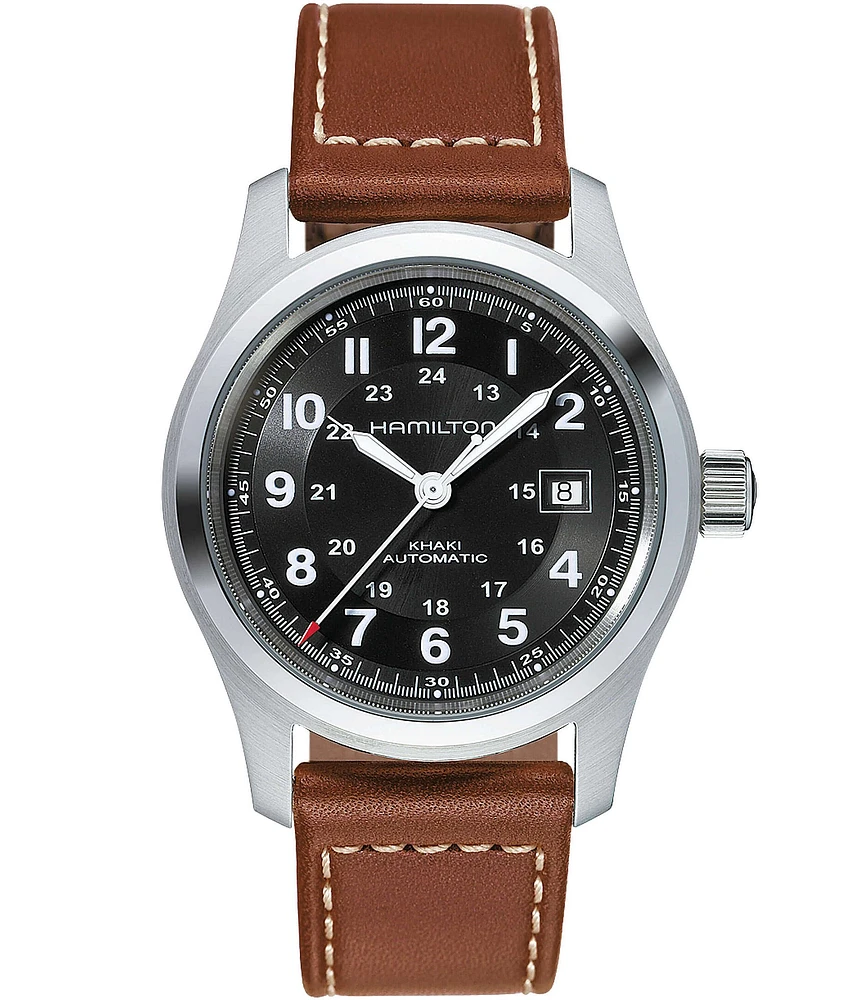 Hamilton Khaki Field Automatic Brown Leather-Strap Watch