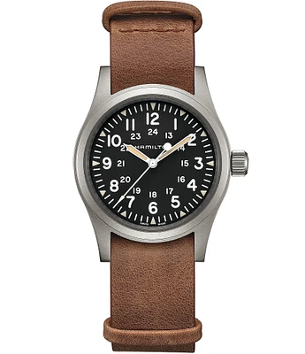 Hamilton Men's Khaki Field Mechanical Brown NATO Leather Strap Watch