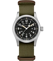 Hamilton Men's Khaki Field Mechanical Black Dial Green NATO Strap Watch