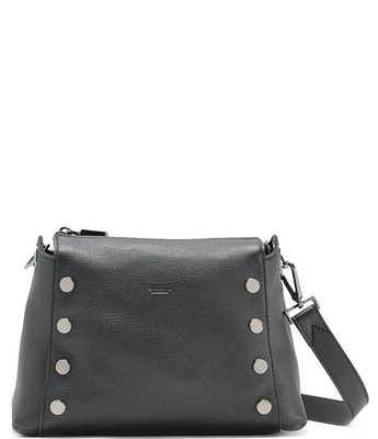 Hammitt Bryant Medium Pebble Leather Gunmetal Studded Convertible Crossbody Shoulder Bag