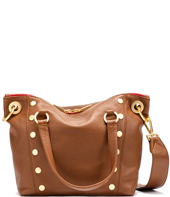 Hammitt Daniel Pebble Leather Gold Studded Medium Satchel Bag