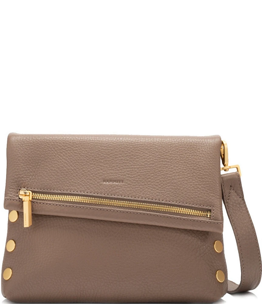 Hammitt Fold-Over VIP Leather Medium Gold Hardware Crossbody Bag