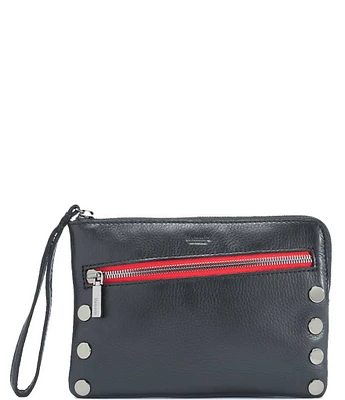 Hammitt Nash Small Convertible Red Zipper Gunmetal Hardware Black Leather Crossbody Bag