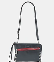 Hammitt Nash Small Convertible Red Zipper Gunmetal Hardware Black Leather Crossbody Bag