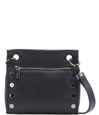 Hammitt Tony Grommet Studded Black Leather Crossbody Bag