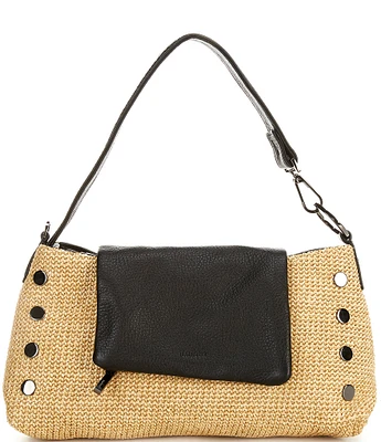 Hammitt Vip Leather and Raffia Shoulder Bag