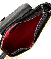 Hammitt Vip Leather and Raffia Shoulder Bag