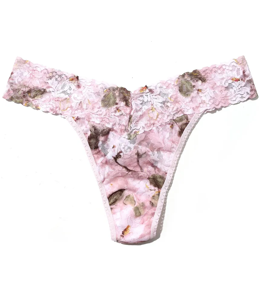 Hanky Panky Antique Lily Print Original Rise Lace Thong