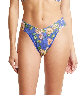 Hanky Panky Floral Print Original Rise Cheeky Lace Thong